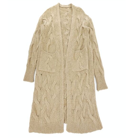 ZARA Wool Mohair Cable Knit Maxi Duster Sweater Coat Cardigan